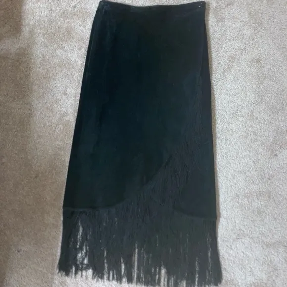 Leather Fringe Skirt