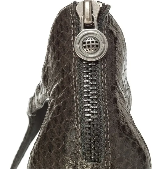 Leon Max Charcoal Tucker Snakeskin Leather Heels
