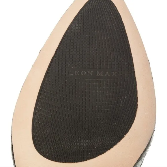 Leon Max Charcoal Tucker Snakeskin Leather Heels