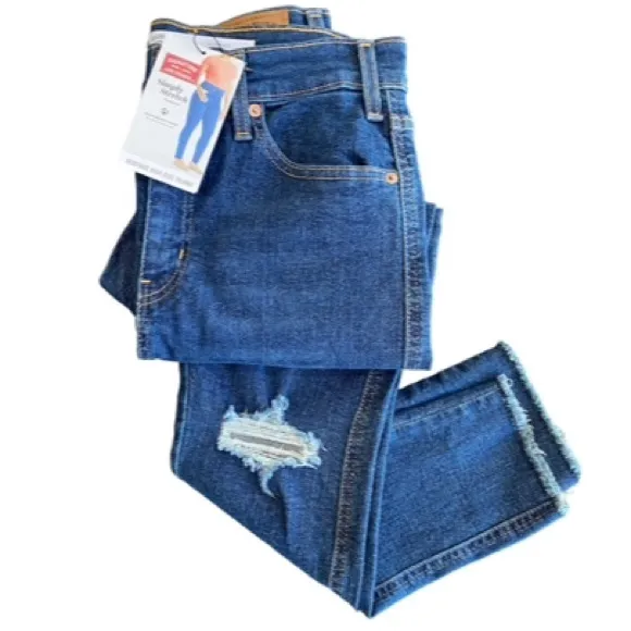 Levi’s Sexy Fit Skinny Stretch Jeans Distressed Ripped Knee Signature High Rise