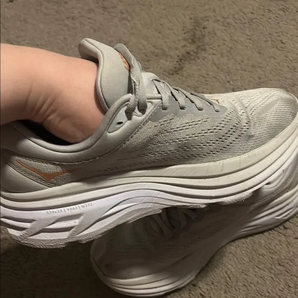 Like NEW! Hoka Bondi 8- Size 9.5 Wide.Gray Athletic Sneakers