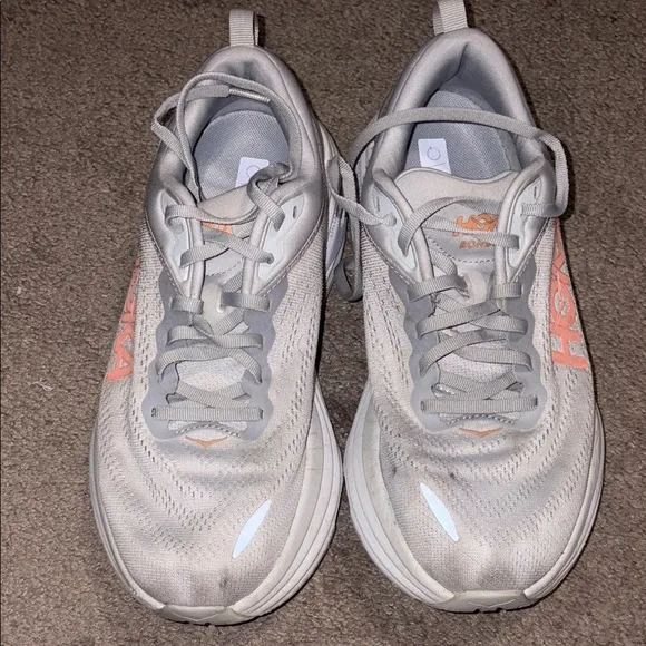 Like NEW! Hoka Bondi 8- Size 9.5 Wide.Gray Athletic Sneakers