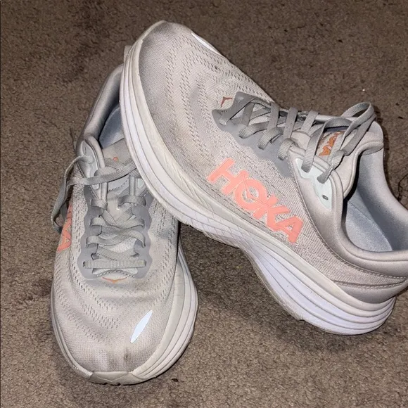 Like NEW! Hoka Bondi 8- Size 9.5 Wide.Gray Athletic Sneakers