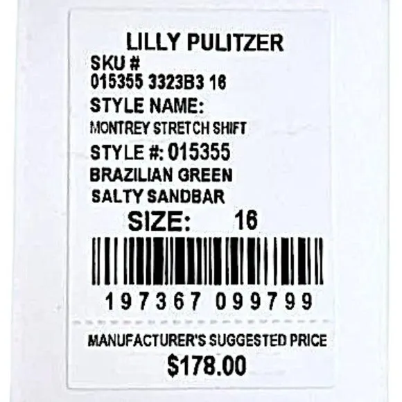 Lilly Pulitzer Montrey Stretch Shift in Brazilian Green NWT - Size 16