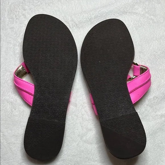 Lilly Pulitzer Pink and Gold Sandals with Glossy Straps