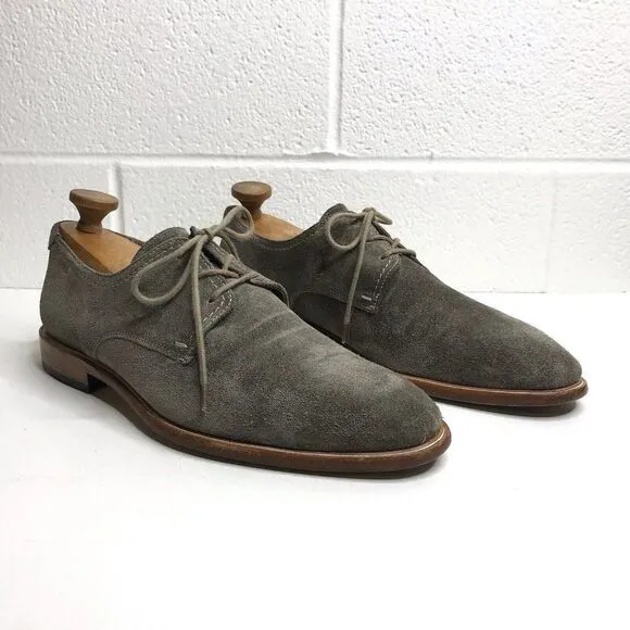 LLOYD Made Germany Mens Taupe Gray Suede Leather Lace Tie Dress Shoes US 8.5