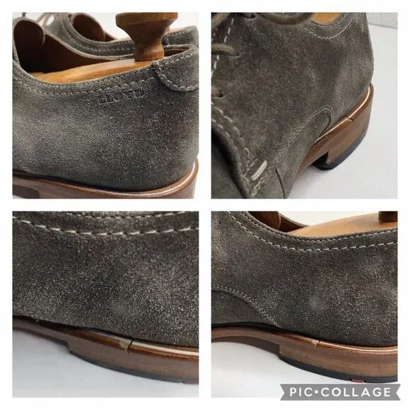 LLOYD Made Germany Mens Taupe Gray Suede Leather Lace Tie Dress Shoes US 8.5