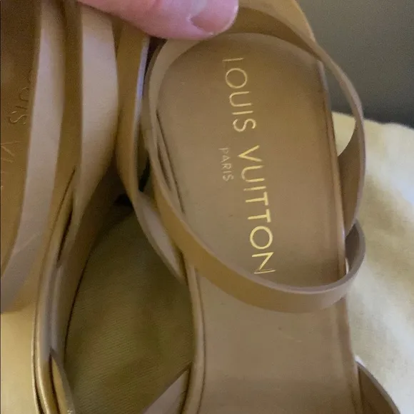 Louis Vuitton Wedge Sandals with Leather Straps and Adjustable Ankle Closure