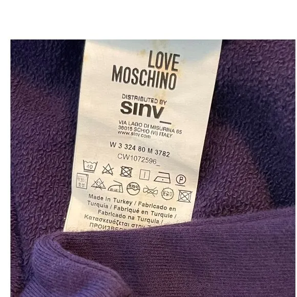 Love Moschino quilted jacket, women's size Medium, purple‎ with silver hardware