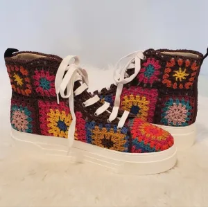 Lucky Brand Curla Spring Multi Ashbury Crochet High-Top Platform Sneakers