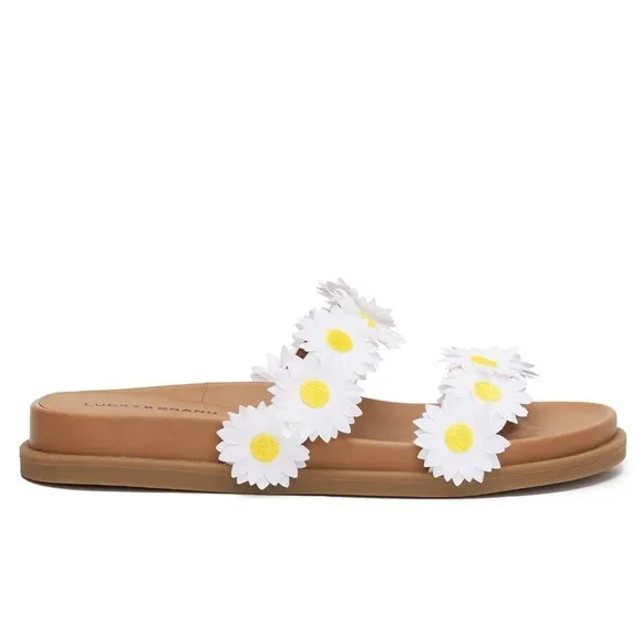Lucky brand sandals with white &amp; yellow daisy straps