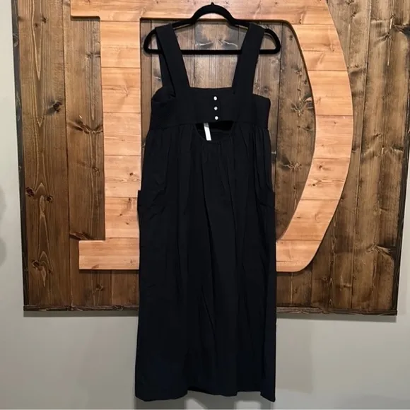 Madewell Cutout-Back Empire Midi Dress in True Black