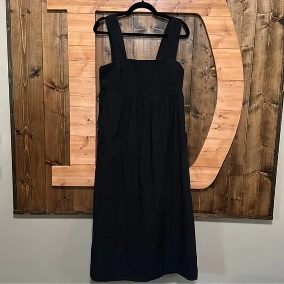 Madewell Cutout-Back Empire Midi Dress in True Black