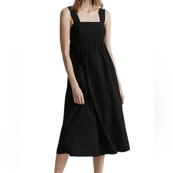Madewell Cutout-Back Empire Midi Dress in True Black