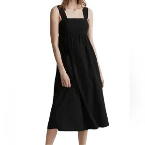Madewell Cutout-Back Empire Midi Dress in True Black