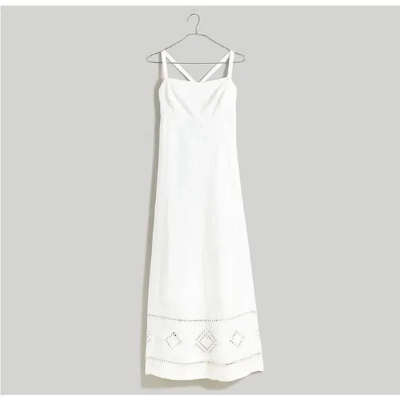 Madewell Embroidered Eyelet Tie-Back CamiMidi Dress Size 14NWT