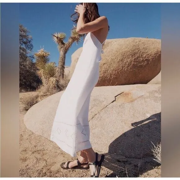 Madewell Embroidered Eyelet Tie-Back CamiMidi Dress Size 14NWT