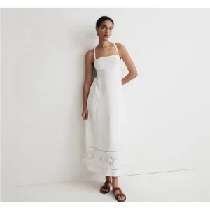 Madewell Embroidered Eyelet Tie-Back CamiMidi Dress Size 14NWT