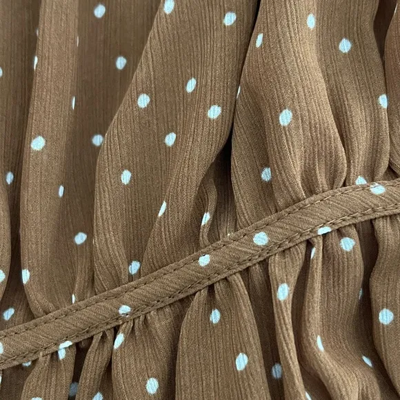 MADEWELL Sophia Cani Tiered midi Dress in Dot size 0 in Sepia