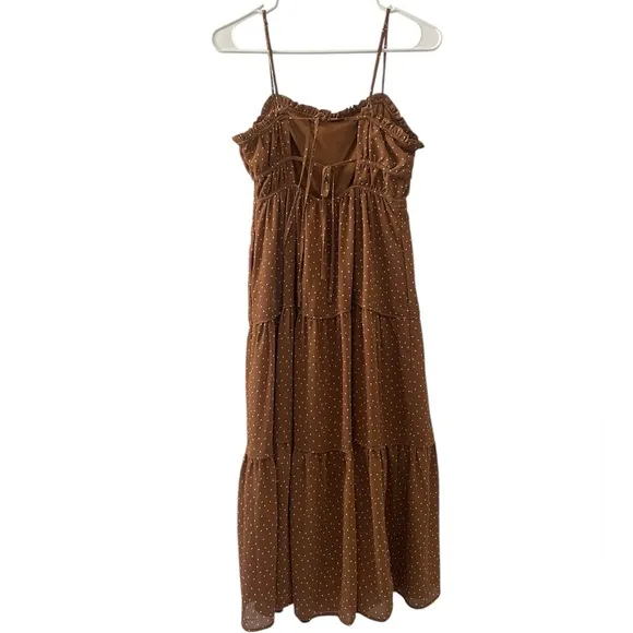 MADEWELL Sophia Cani Tiered midi Dress in Dot size 0 in Sepia