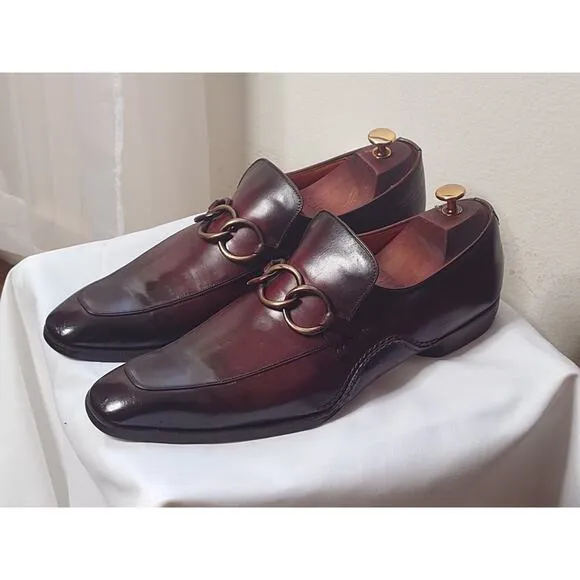 Magnanni Horsebit Dress Shoe Loafers Mens Size 11.5 M Chili Red