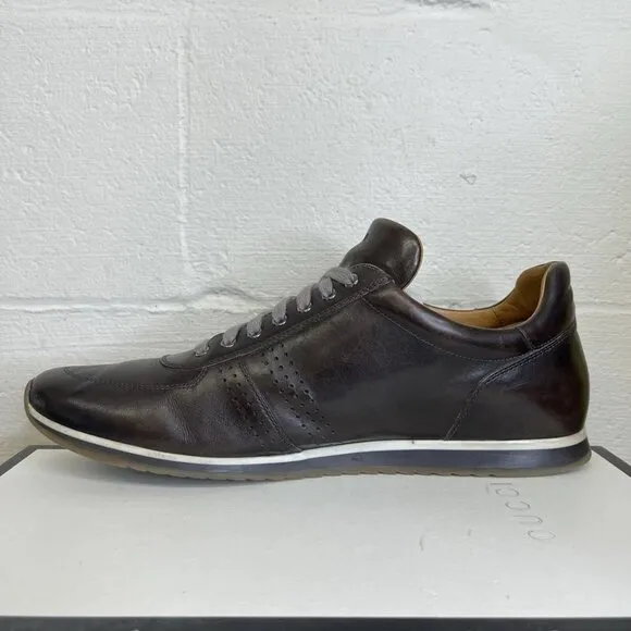 Magnanni Merino 23691 Brown Leather Low Top Casual Sneaker Shoes Men's Size 13 M