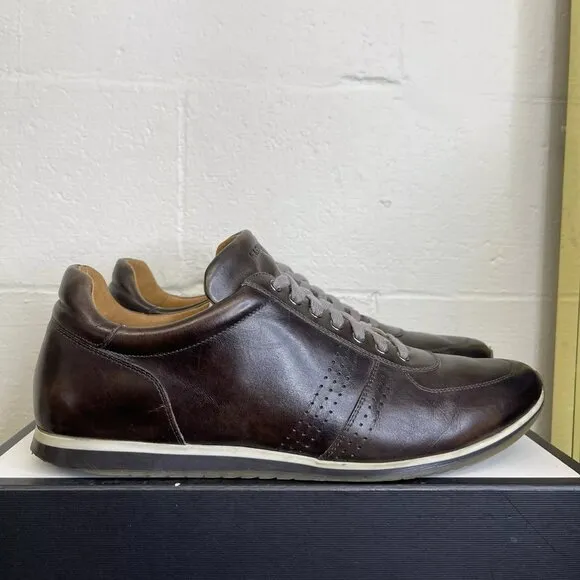 Magnanni Merino 23691 Brown Leather Low Top Casual Sneaker Shoes Men's Size 13 M