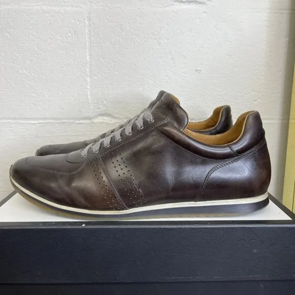 Magnanni Merino 23691 Brown Leather Low Top Casual Sneaker Shoes Men's Size 13 M