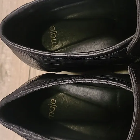 MAJE Spain Black Croc Embossed Sz 39 EU / 8.5 US Chunky Womens Platform Shoes