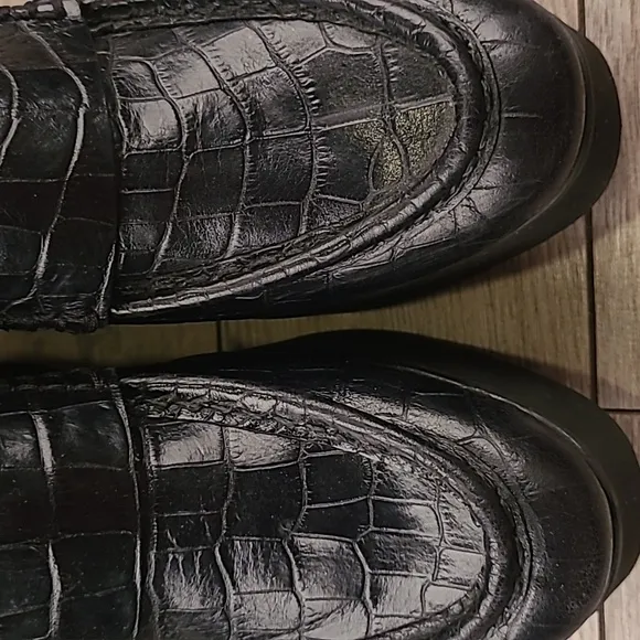 MAJE Spain Black Croc Embossed Sz 39 EU / 8.5 US Chunky Womens Platform Shoes