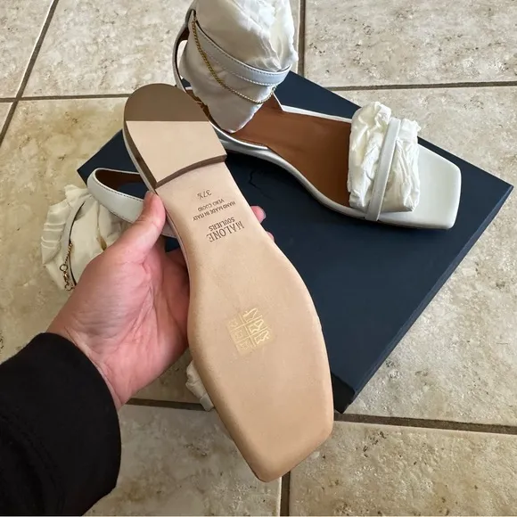 Malone Souliers white leather flats Sz 37.5