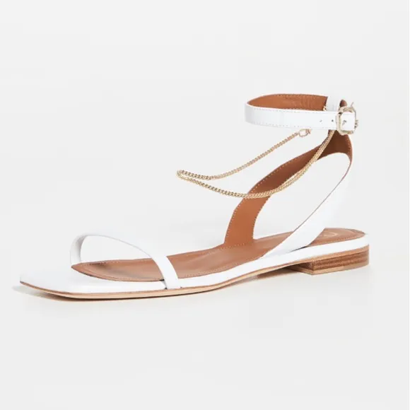 Malone Souliers white leather flats Sz 37.5
