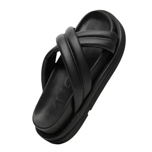 MANGO NWT Criss-Cross Straps Sandals in Black Sz 37