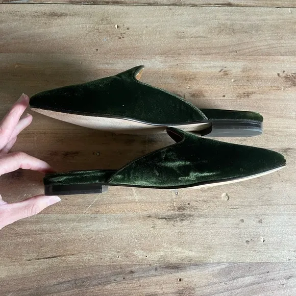 Margaux Women's Green Velvet Slip On Mules Made in Spain size 37