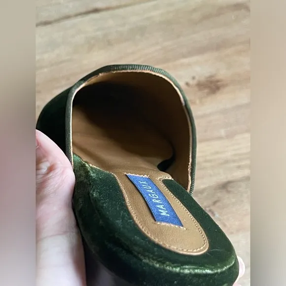 Margaux Women's Green Velvet Slip On Mules Made in Spain size 37