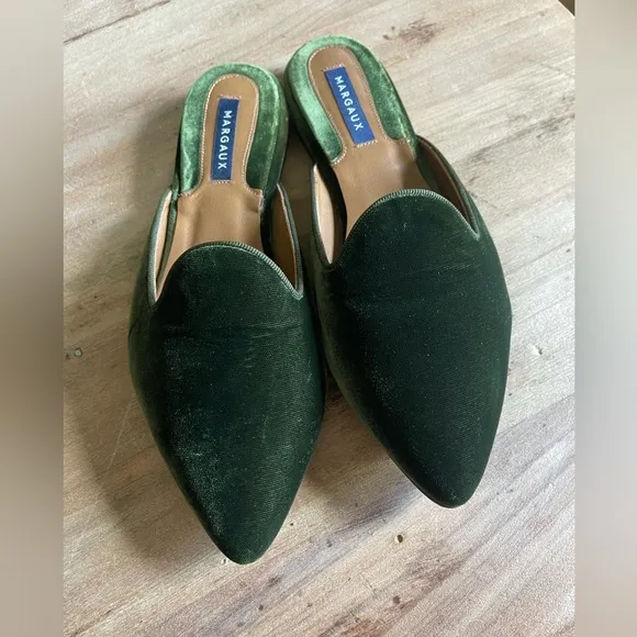 Margaux Women's Green Velvet Slip On Mules Made in Spain size 37