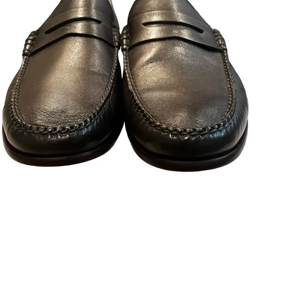 Martin Dingman Slate Gray Maxwell Sheepskin Leather Penny Loafers Size 12