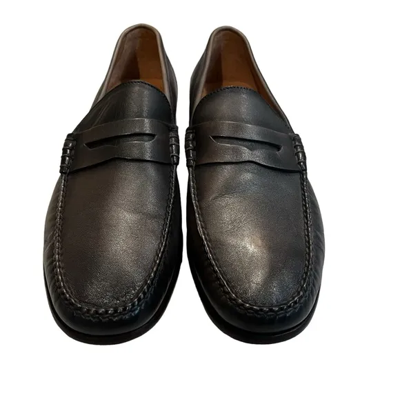 Martin Dingman Slate Gray Maxwell Sheepskin Leather Penny Loafers Size 12