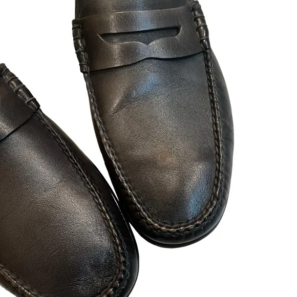 Martin Dingman Slate Gray Maxwell Sheepskin Leather Penny Loafers Size 12