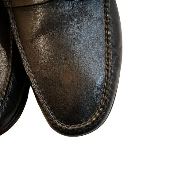 Martin Dingman Slate Gray Maxwell Sheepskin Leather Penny Loafers Size 12