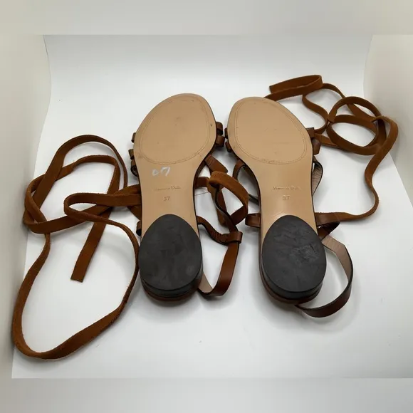 Massimo Dutti tan strappy leather &amp; suede gladiator sandals 6.5 *NWT