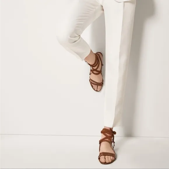 Massimo Dutti tan strappy leather &amp; suede gladiator sandals 6.5 *NWT
