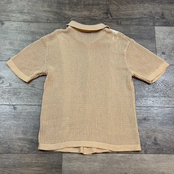 Massive Luxury Edition Vintage Style Crochet Knitted Button Up Shirt Men's Large