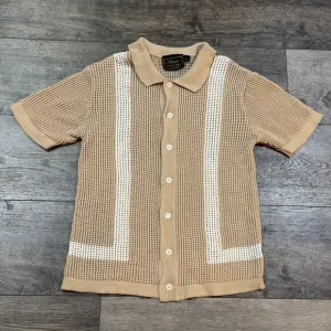 Massive Luxury Edition Vintage Style Crochet Knitted Button Up Shirt Men's Large