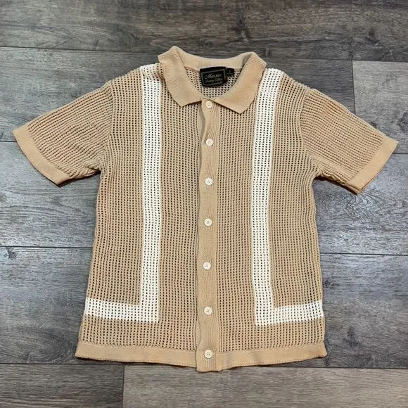 Massive Luxury Edition Vintage Style Crochet Knitted Button Up Shirt Men's Large
