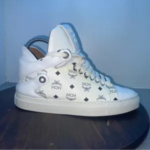 MCM Classic High Top Sneakers Shoes IT 36 US 6 White Leather Monogram