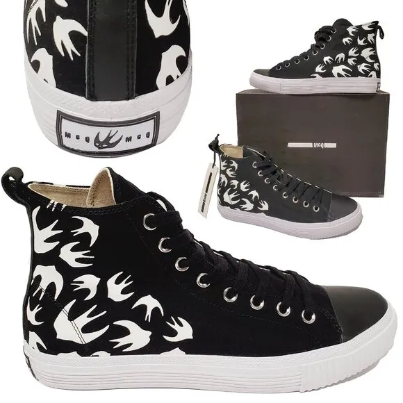 McQ ALEXANDER McQUEEN SNEAKERS SWALLOW BLACK HIGH TOP SHOES