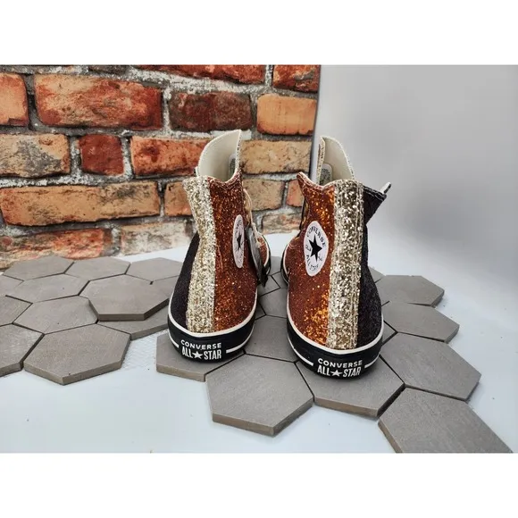 Men Sz 10 Converse Chucks  Glitter High Top All Star JW Anderson Copper Bronze