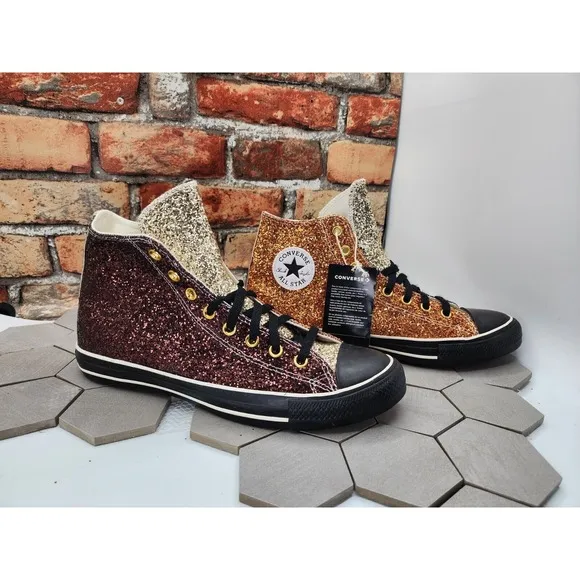 Men Sz 10 Converse Chucks  Glitter High Top All Star JW Anderson Copper Bronze