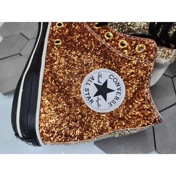 Men Sz 10 Converse Chucks  Glitter High Top All Star JW Anderson Copper Bronze